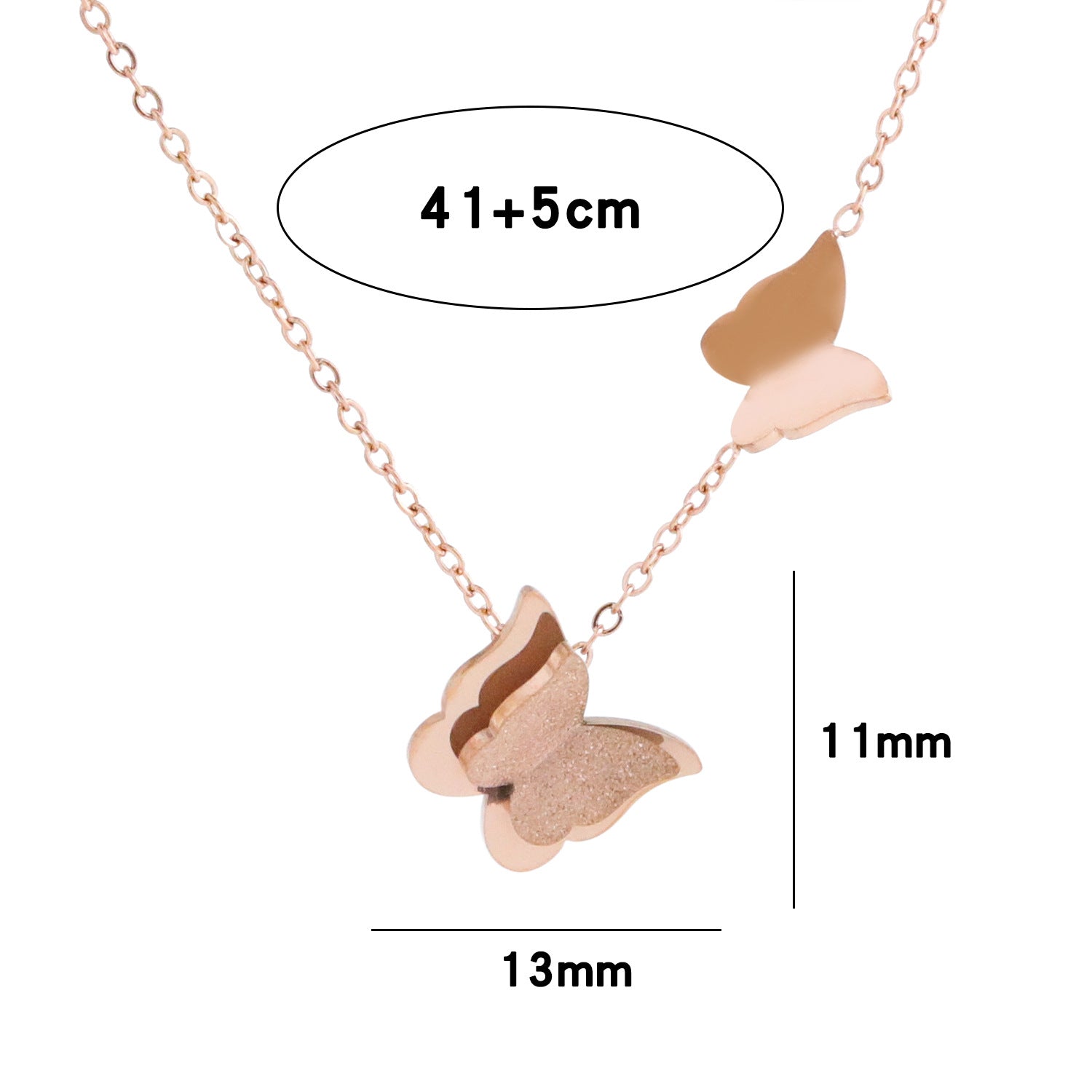 Wholesale Butterfly Rose Gold Stainless Steel Necklace Clavicle Chain